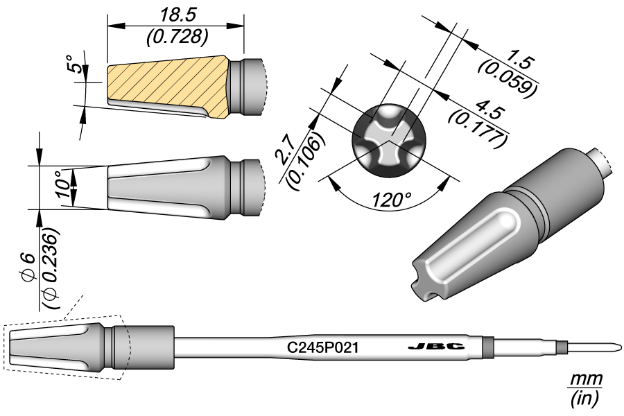 C245P021 - Multipin Barrel Cartridge Ø 6
